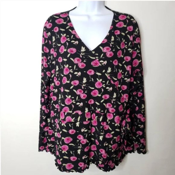 Style & Co. Tops - absolutely stunning black with pink roses Style & Co. blouse 2X